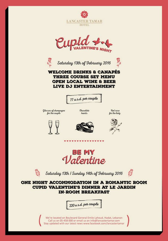 Valentine's at Lancaster Tamar Hotel