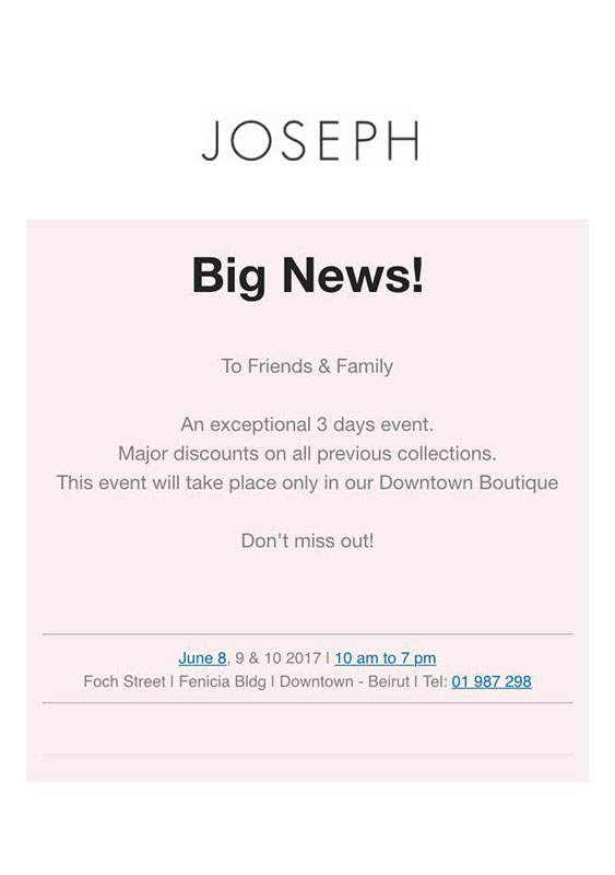 Major Discounts at Joseph