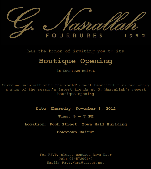 G Nasrallah Fourrures Boutique Opening