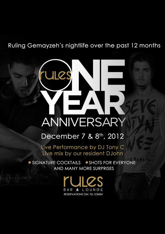 Rules pub 1 Year Celebration
