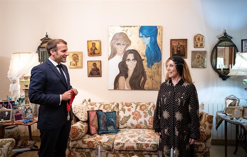 French President Emmanuel Macron meeting Fairouz 