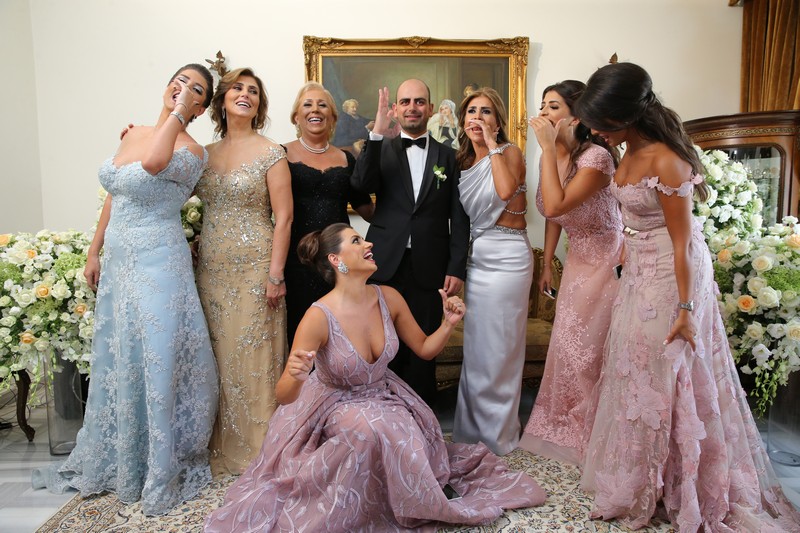 Didi Stylianides, Rona Abi Azar, Rita Ibrahim, the groom, Roula Attalah, Sophie Abi Azar, Cleo Attalah, Lydie Abi Azar