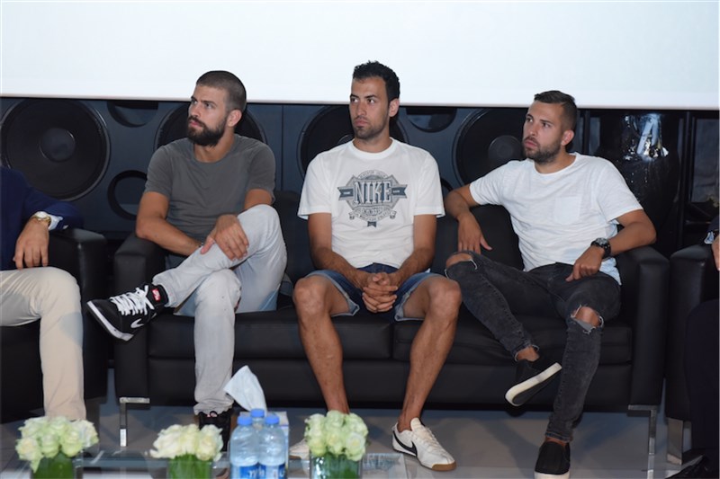 Gerard Pique,Sergio Busquets & Jordi Alba at CCBe
