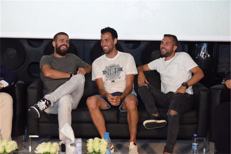 Gerard Pique,Sergio Busquets & Jordi Alba at CCBe