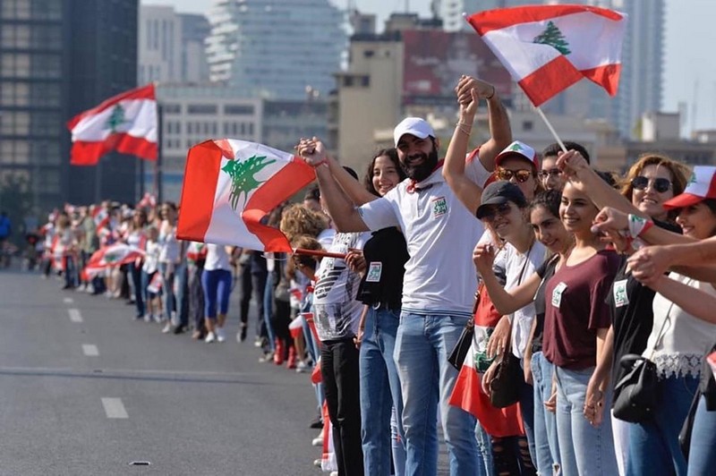 Human Chain in Lebanon from South to North