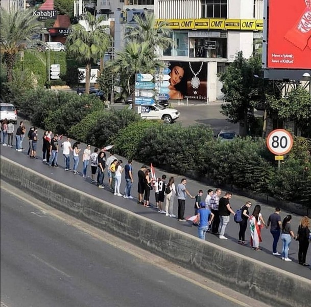 Human Chain in Lebanon from South to North