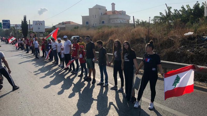 Human Chain in Lebanon from South to North