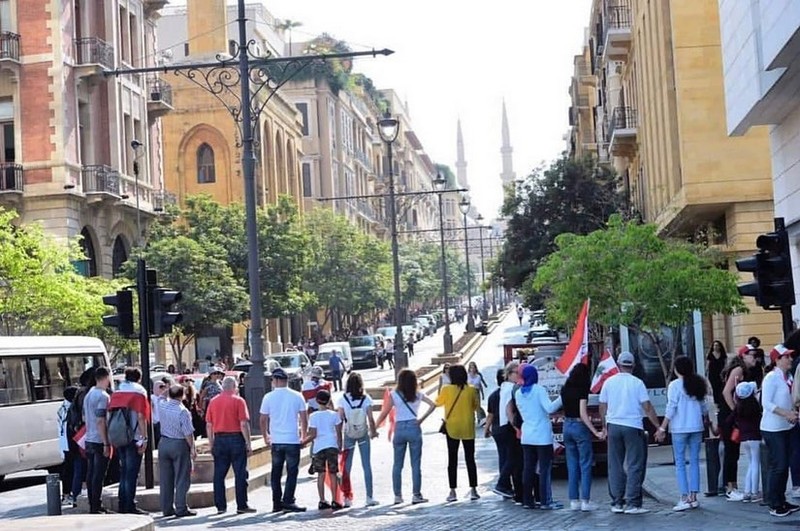 Human Chain in Lebanon from South to North