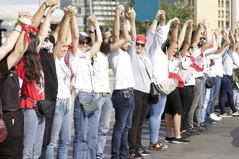 Human Chain in Lebanon from South to North