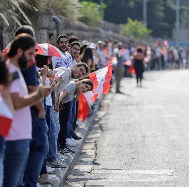 Human Chain in Lebanon from South to North