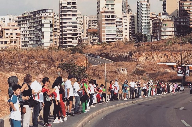 Human Chain in Lebanon from South to North