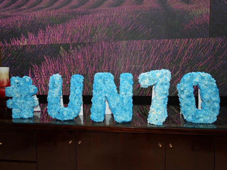 Le Royal turns blue to celebrate the UN's 70th nniversary