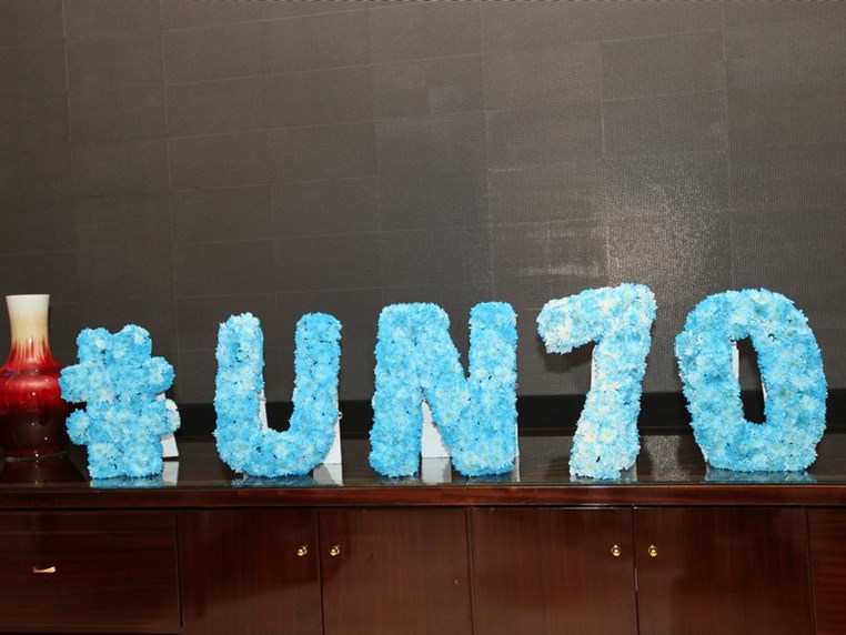 Le Royal turns blue to celebrate the UN's 70th nniversary