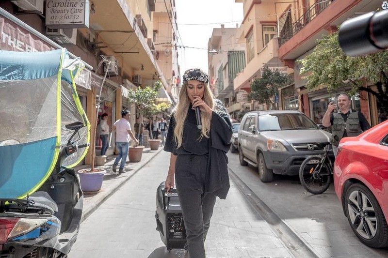 Maya Diab singing on the streets of Bourj Hammoud