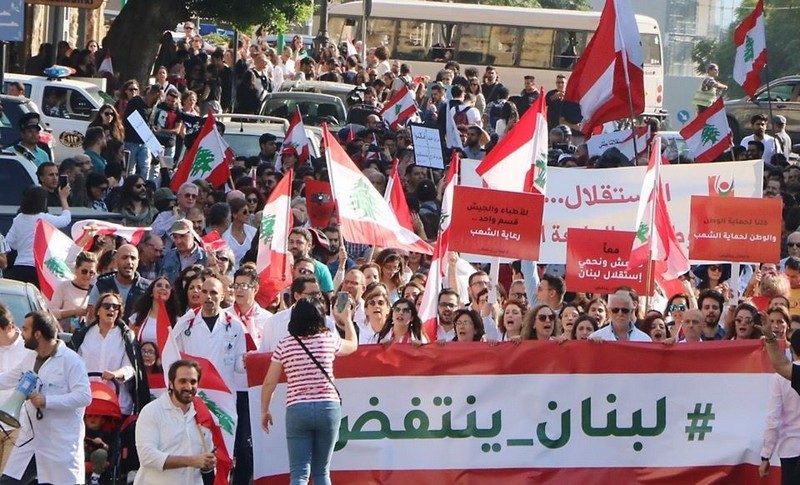 Lebanese protesters celebrate Independence Day