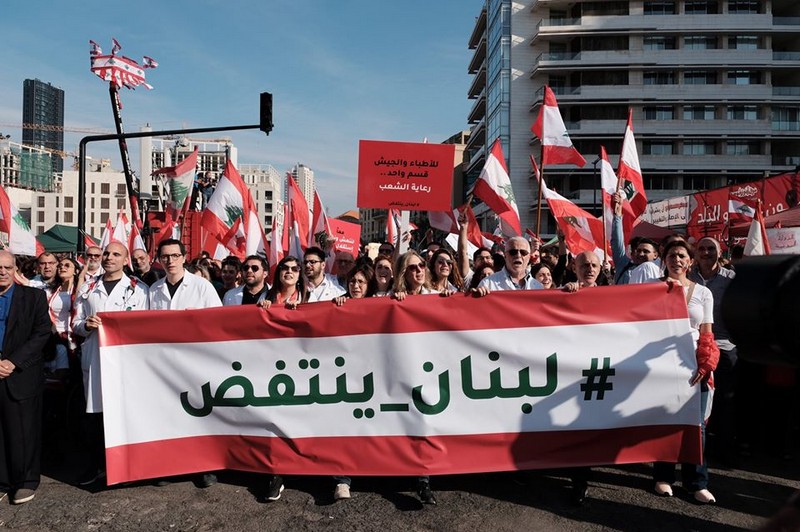 Lebanese protesters celebrate Independence Day