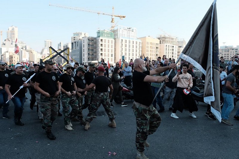Lebanese protesters celebrate Independence Day