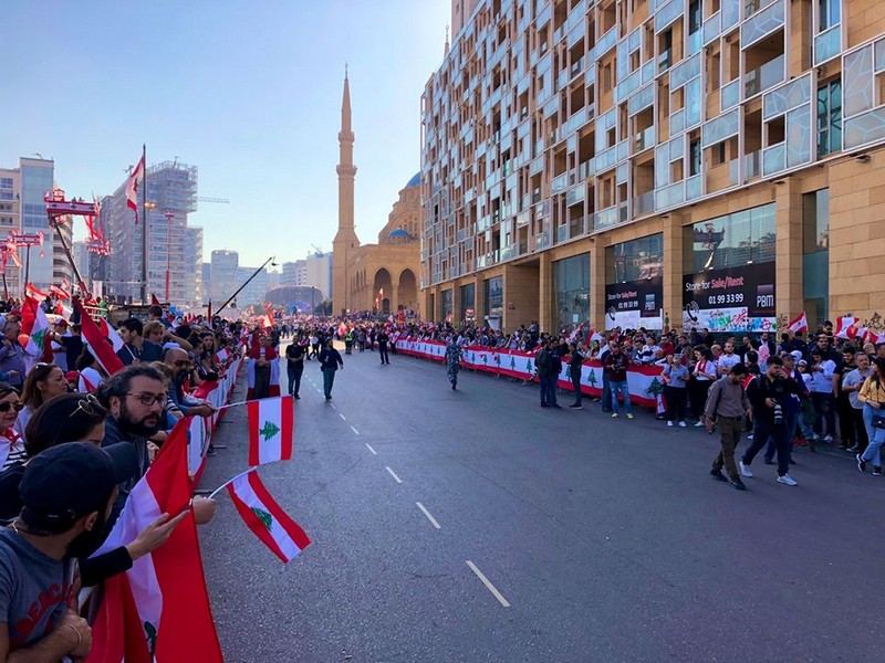 Lebanese protesters celebrate Independence Day
