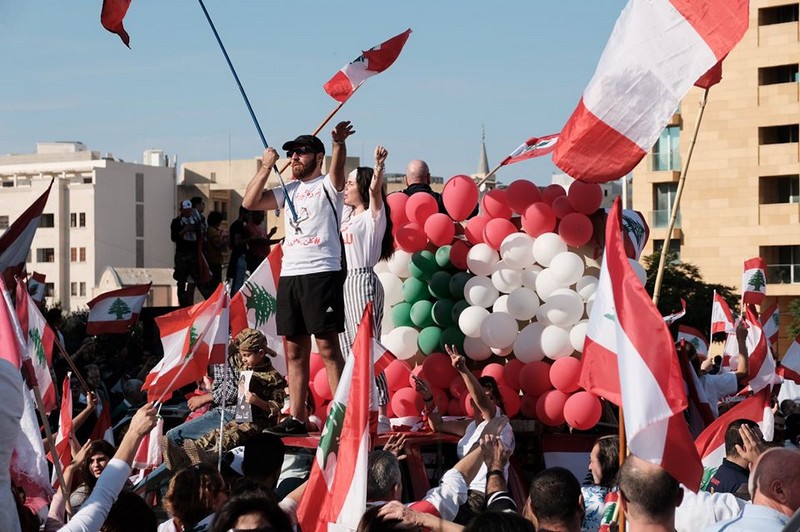 Lebanese protesters celebrate Independence Day