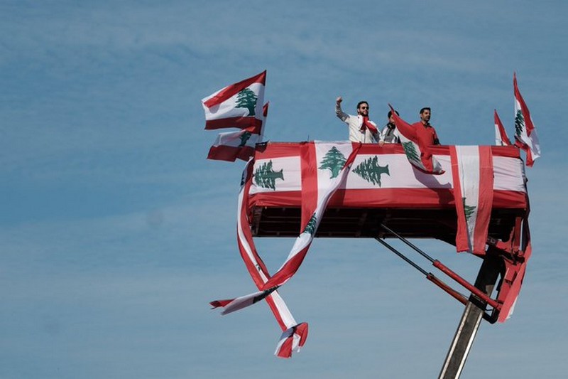 Lebanese protesters celebrate Independence Day
