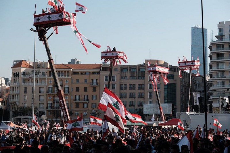 Lebanese protesters celebrate Independence Day