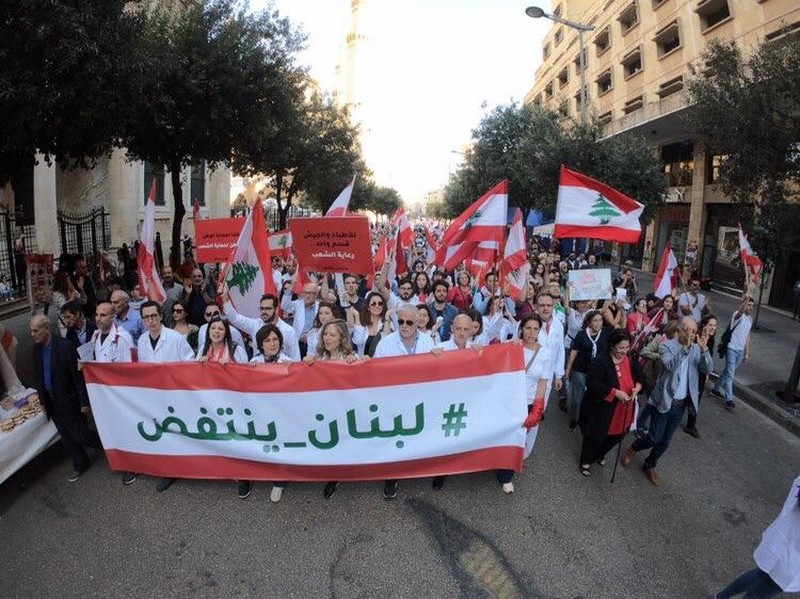 Lebanese protesters celebrate Independence Day