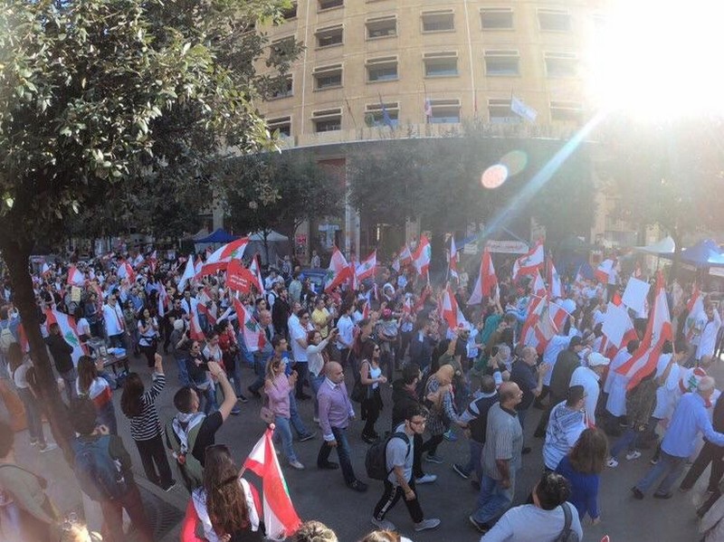 Lebanese protesters celebrate Independence Day
