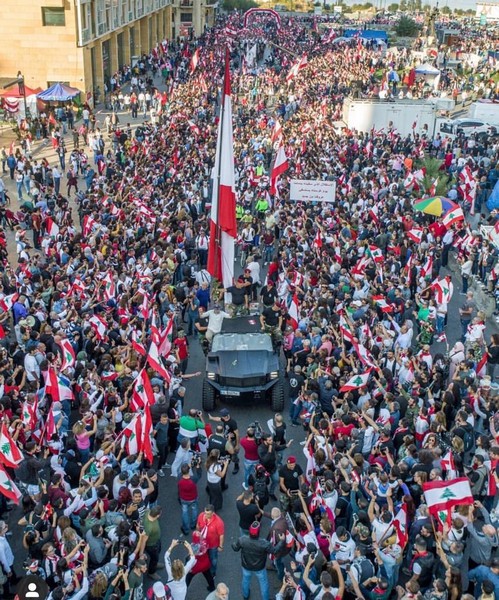 Lebanese protesters celebrate Independence Day