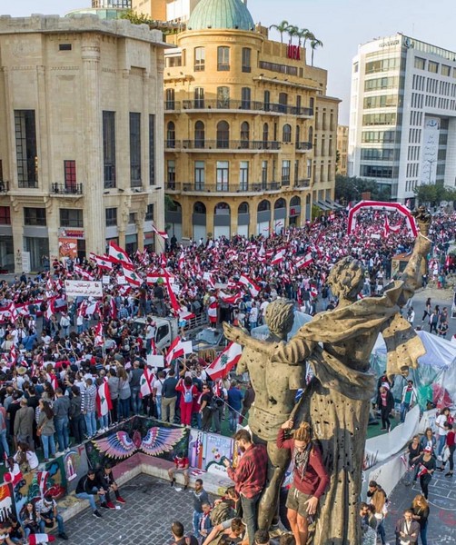 Lebanese protesters celebrate Independence Day