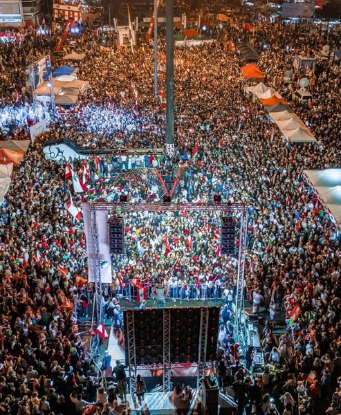 Lebanese protesters celebrate Independence Day