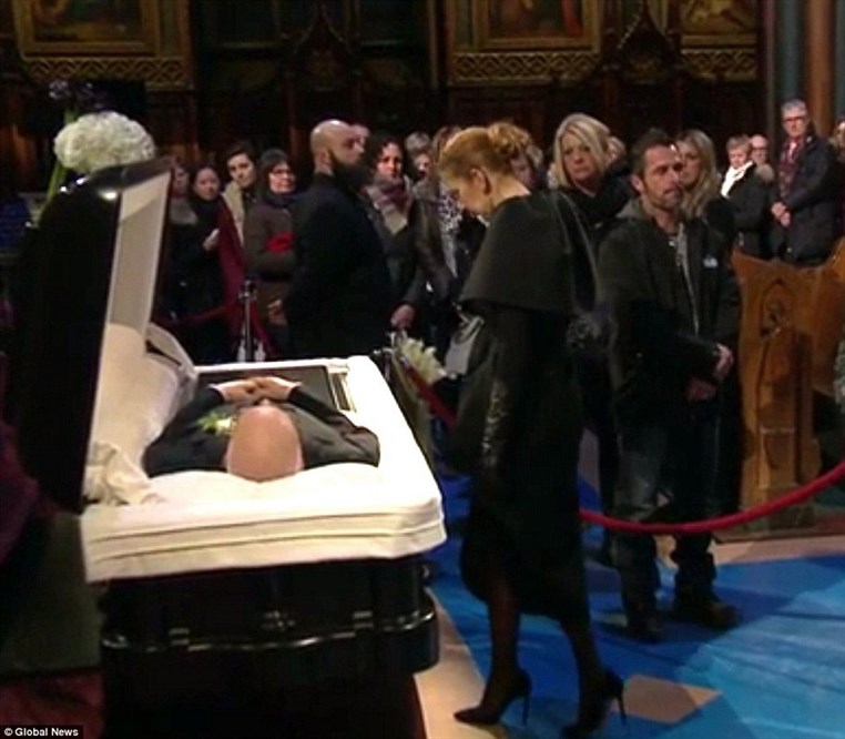 Celine Dion mourns husband René Angélil at open casket visitation
