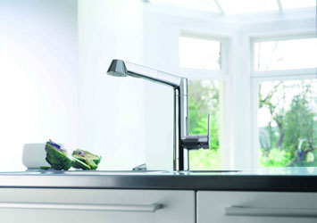 Elegant stainless steel look making headlines SuperSteel kitchen faucets from GROHE