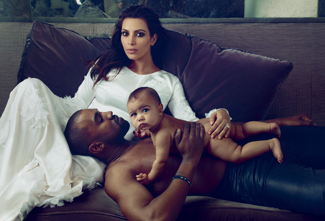 Kim  Kanye and North West in Vogue
