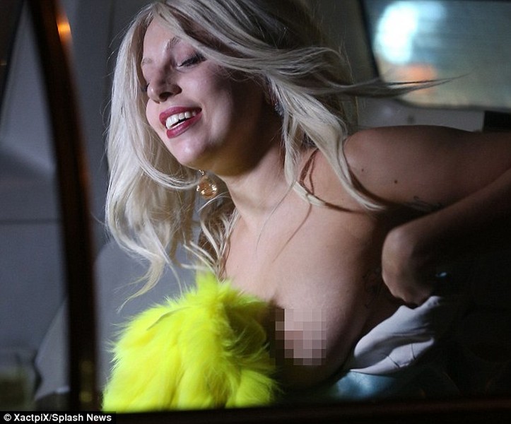 Lady Gaga exposes her breast while filming in NYC