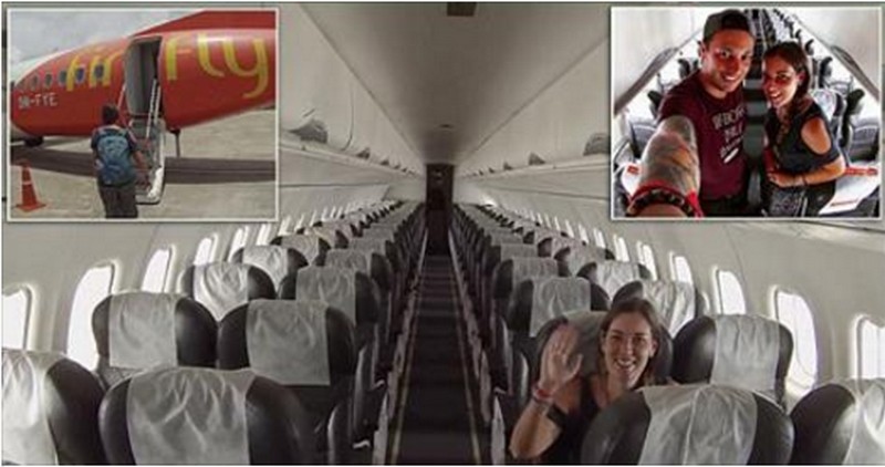 Hilarious moment couple discover they're the only ones on a flight 