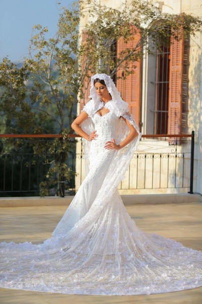 Tunisian top model Rym Saidi wore a breathtaking GEORGES HOBEIKA Couture bridal gown on her wedding reception.
