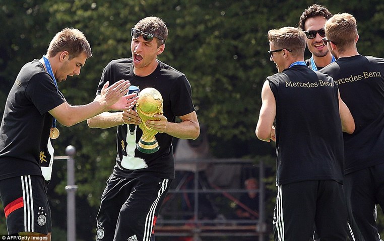 Victorious German team celebrating in Berlin