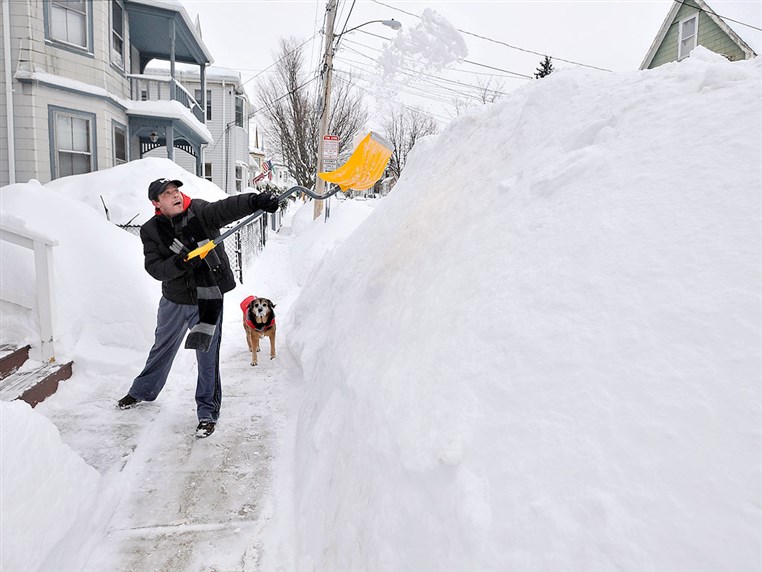 Boston Residents jumping out of windows into snow