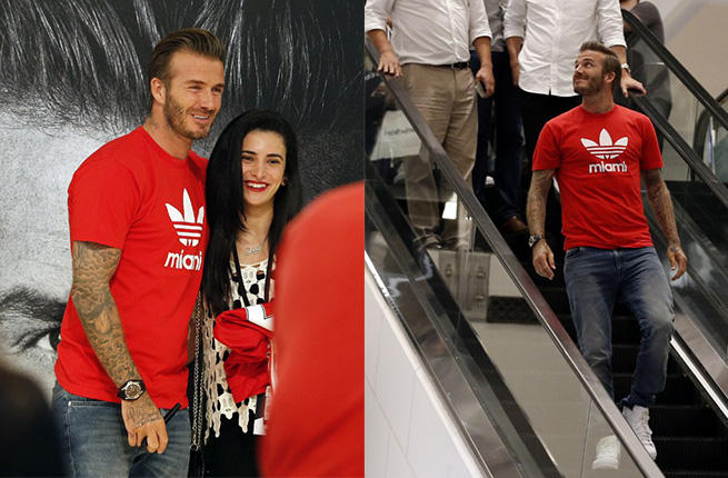 David beckham at the Dubai Mall Adidas store opening