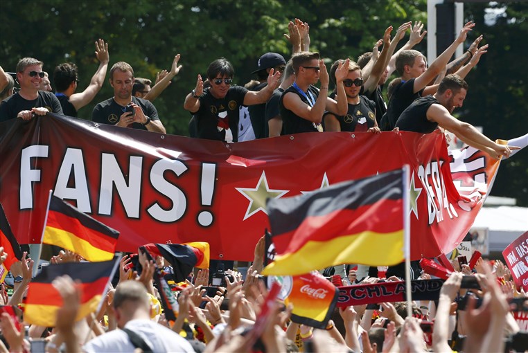 Victorious German team celebrating in Berlin