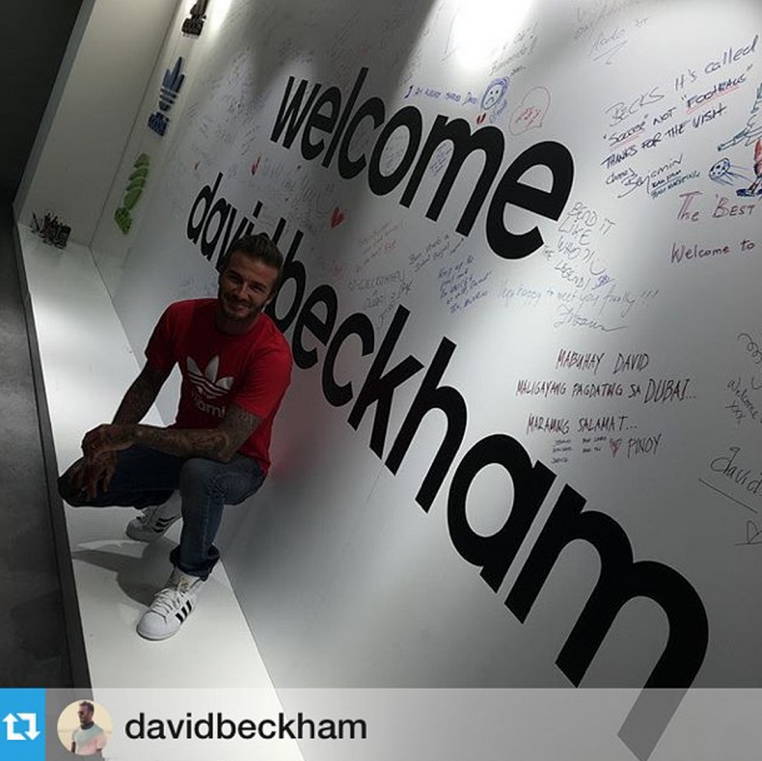 David beckham at the Dubai Mall Adidas store opening