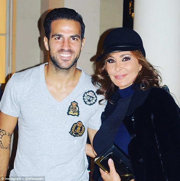 Cesc Fabregas enjoys meal out with singer Elissa 