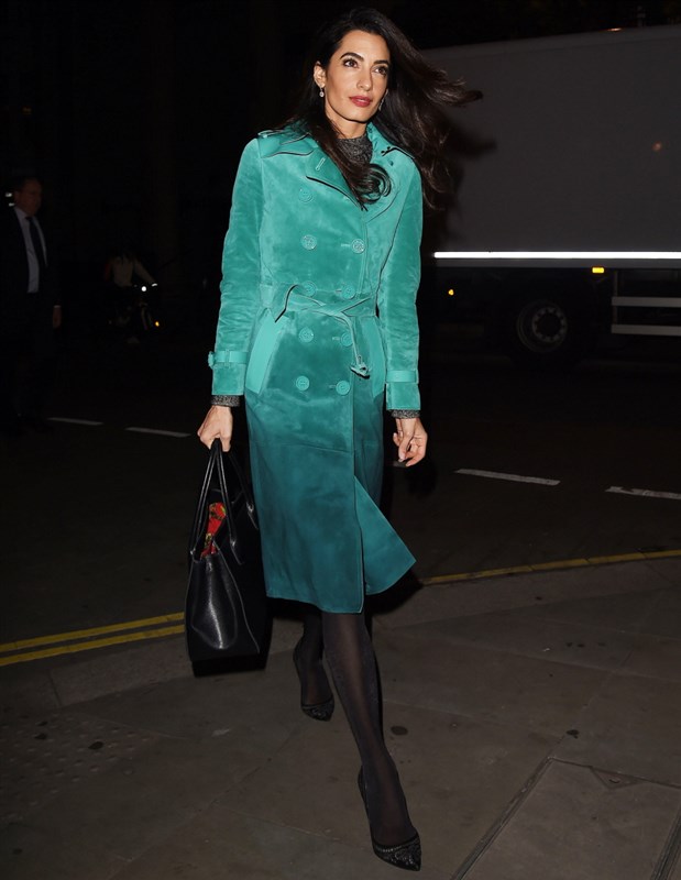 Amal Clooney kicks off Autumn season in a $6400 Burberry coat