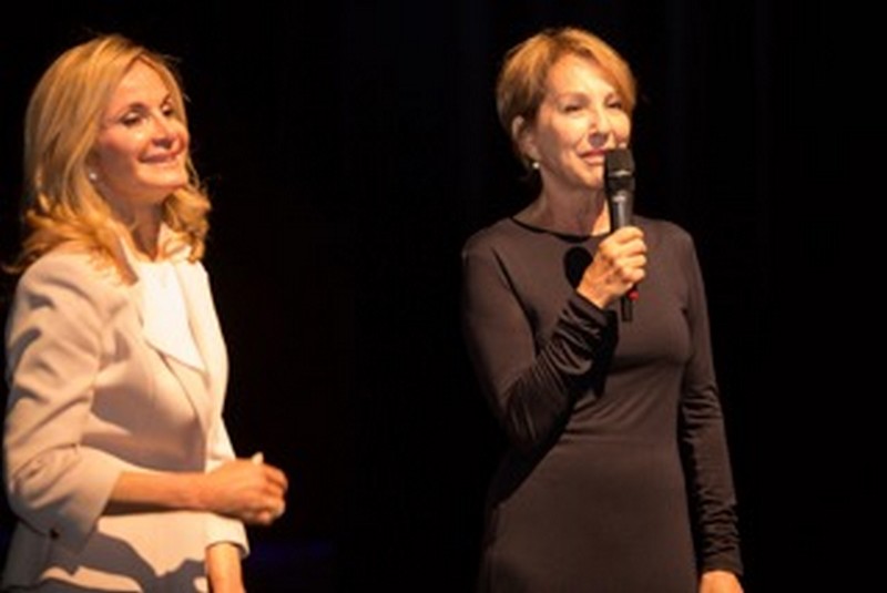 Nathalie Baye and Carmen Chahine Debbane in Brussels  for a theatre evening organized by CLES