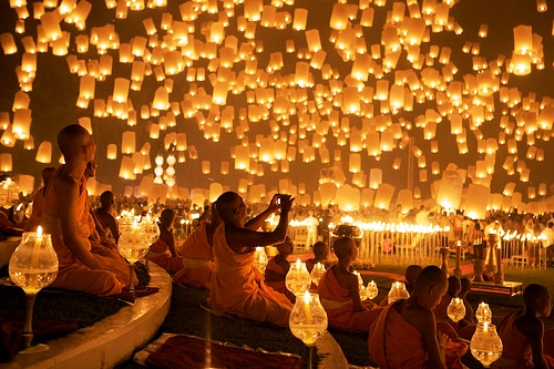 Floating lantern festival in Thailand