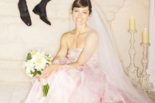 Jessica Biel Beautiful bride in a PINK dress!!