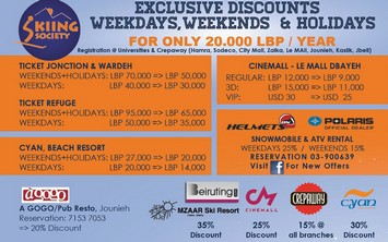 Skiing Society discount list of 2013