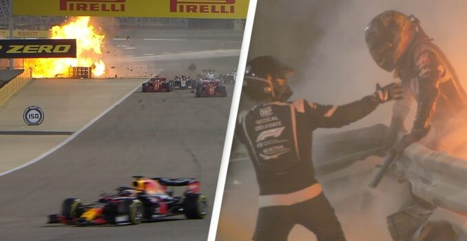 In Video: Formula one Driver Romain Grosjean Survives A Crash As Car Explodes And Smashes In Half