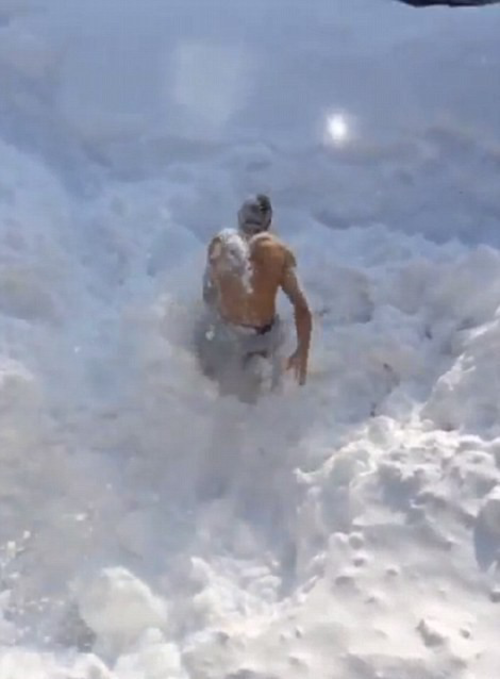 Boston Residents jumping out of windows into snow