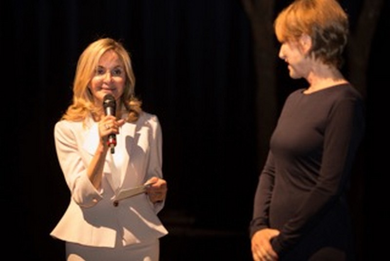 Nathalie Baye and Carmen Chahine Debbane in Brussels  for a theatre evening organized by CLES